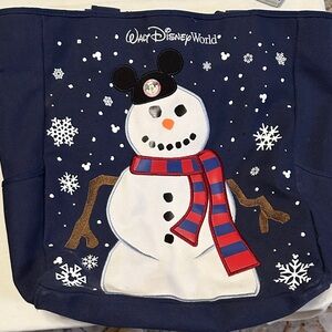 Disney Navy Tote with Snowman and Red-Blue Scarf
